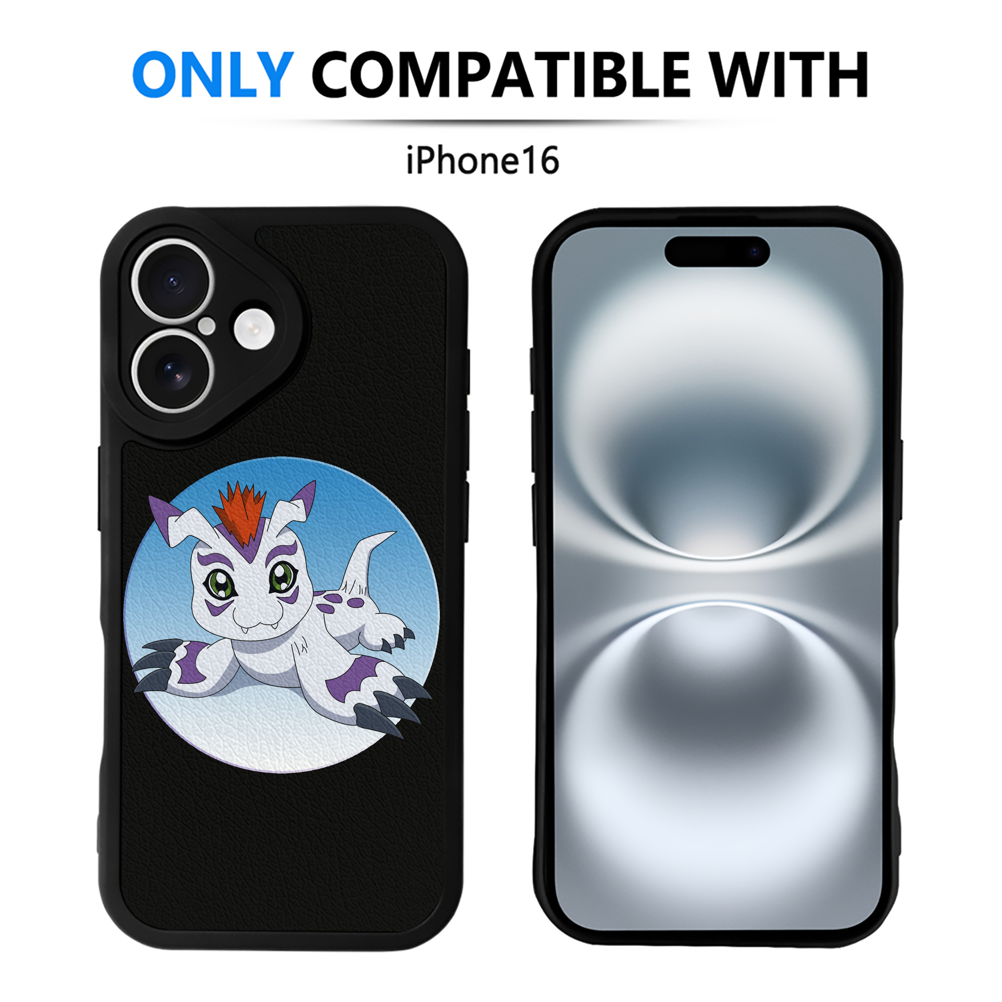 （画像用） Digimon デジタルモンスター/デジモン 【iPhone 16シリーズ対応】シリコンスマホケース（レザー調） 材質：シリコン